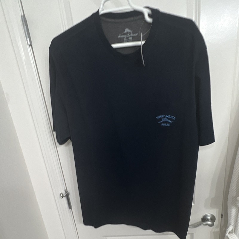 Tommy Bahama Bali Skyline Tee Crew Neck Solid Blue 3XL/3TG Big & Tall Logo