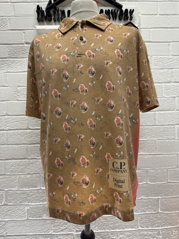 C.P. Company 283A sponged print cotton tacting polo shirt - Orange - Medium gallery