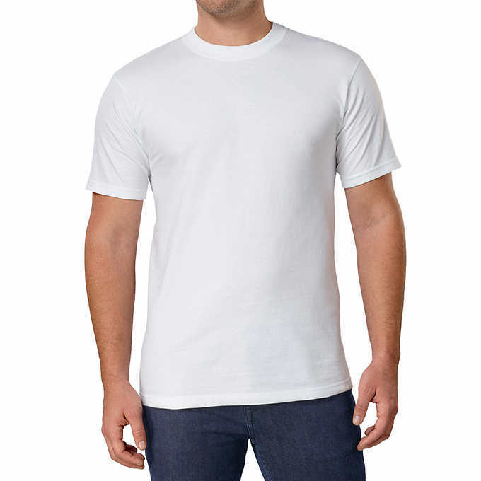 Kirkland Men's 6-pack White 100% Cotton Crew Neck T-shirt S M L XL XXL 3XL gallery