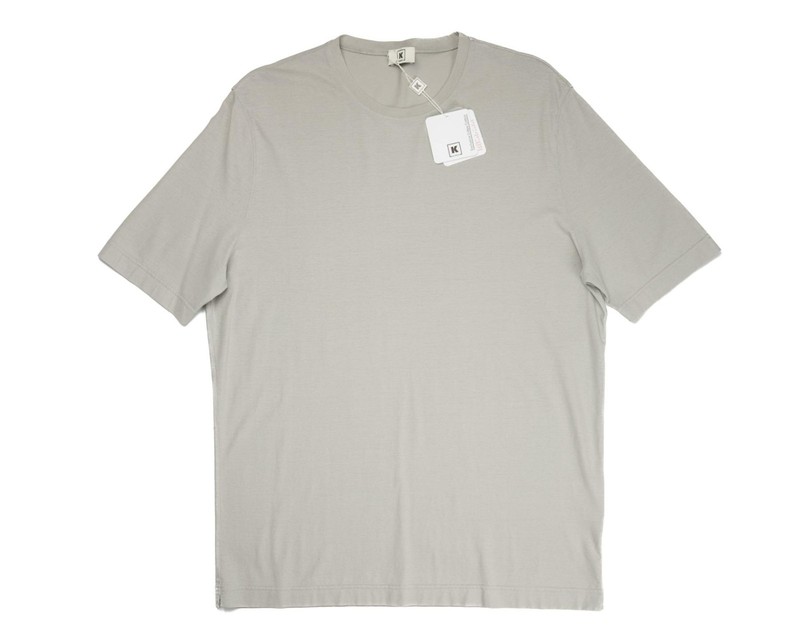 Kired by Kiton $250 NWT Crepe Cotton Short Sleeve Gray Slim T-Shirt L (52 IT)