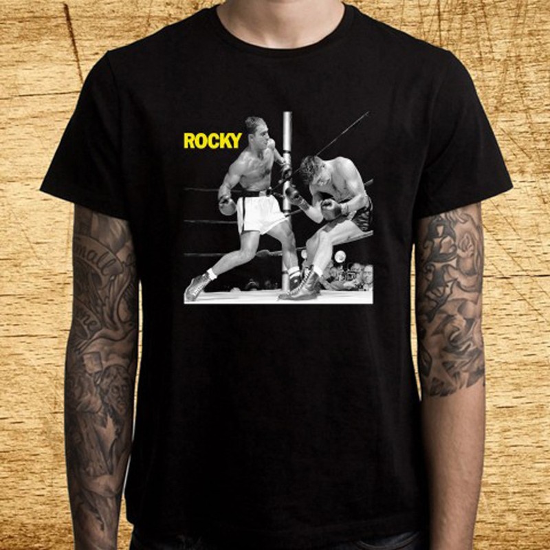ROCKY MARCIANO Fight Men’s Black T-Shirt Size S to 5XL