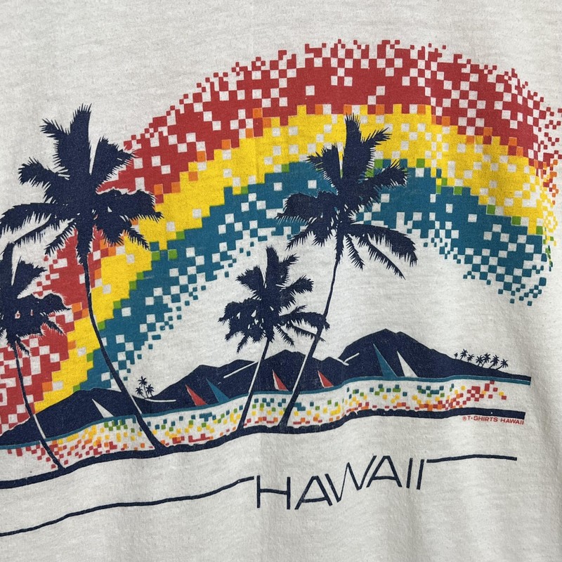 Vintage Hawaii Shirt Mens XL Off White Rainbow Palm Tee T-Shirt 70s 80s Sneakers gallery
