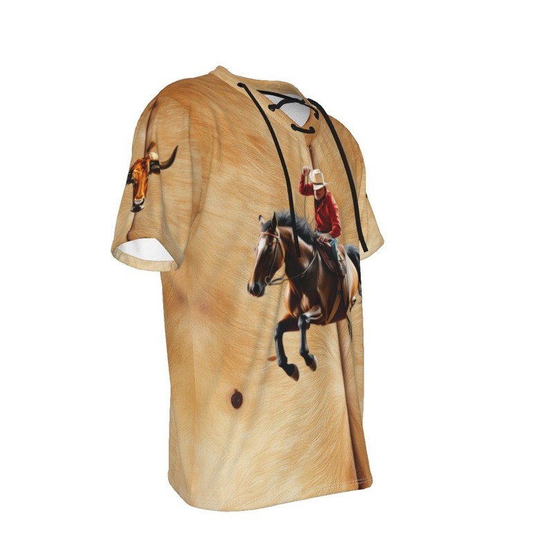 Men's Western Cowboy riding a Horse, New T-shirt, Front & Back Image Print. gallery