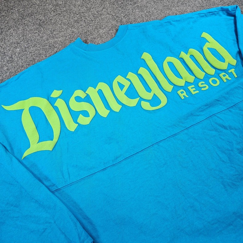 Disneyland Resort Spirit Jersey Medium Teal Blue Neon Green Long Sleeve Shirt