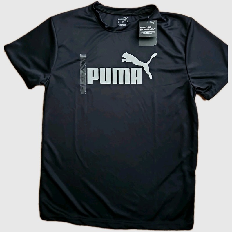 PUMA Logo Men’s Dry Cell Short-Sleeve T-Shirt Black Size XL NEW