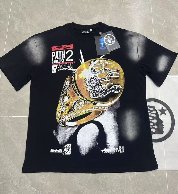 Hell Studios star Classic gold ring pattern Tee Mens Short sleeved T-shirt