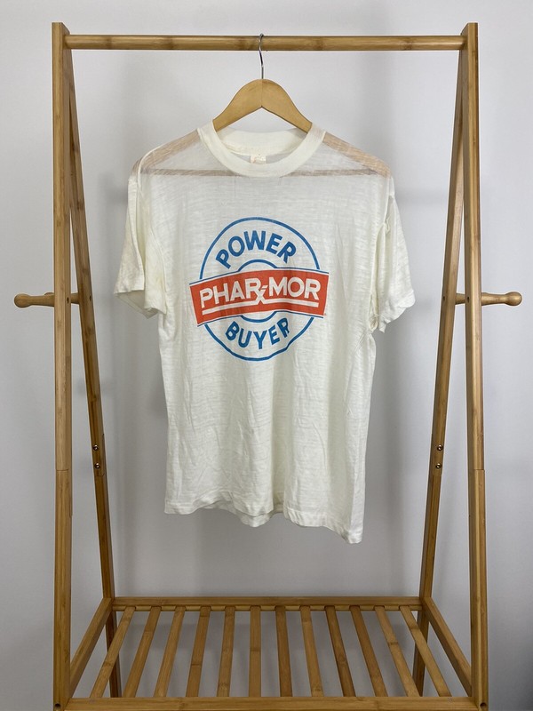 VTG 80S Phar-Mor Power Buyer Burnout Super Paper Thin Single Stitch T-Shirt L