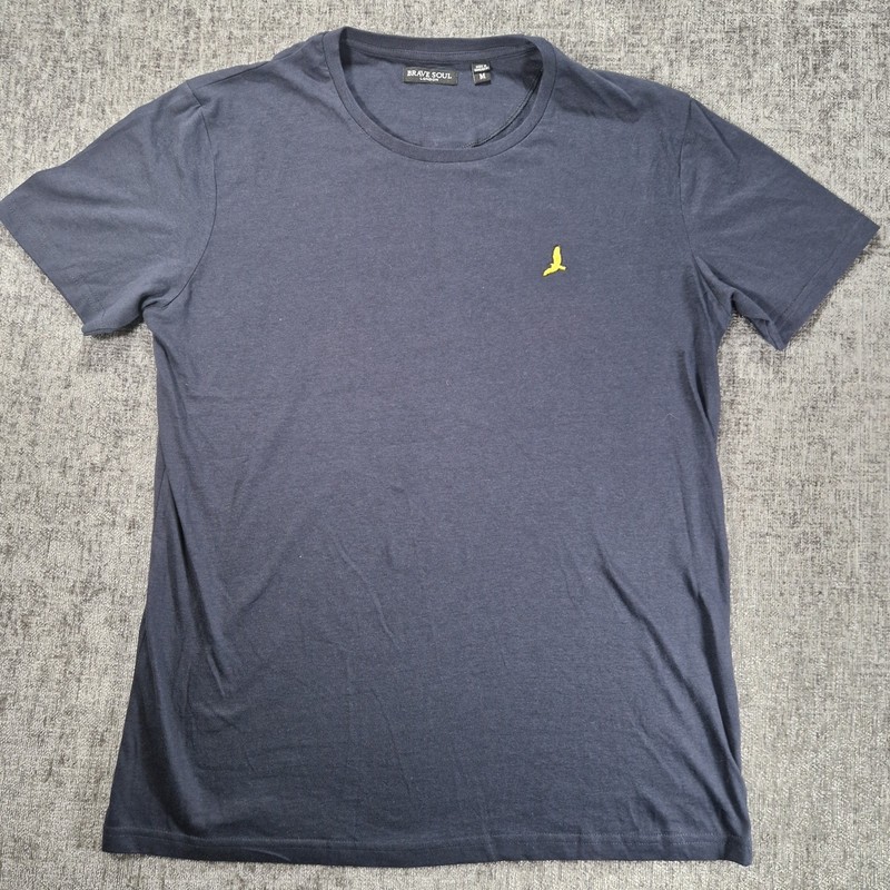 Brave Soul London Navy Blue T-Shirt, Mens, Size Medium P2P 20 Inches