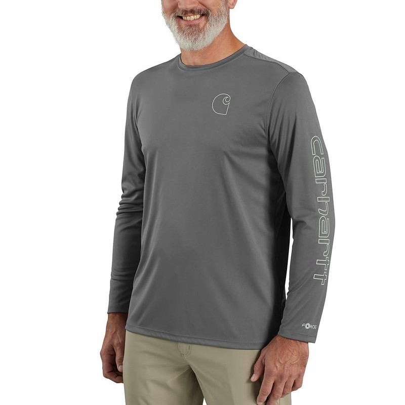Carhartt Force Sun Defender Lightweight Long-Sleeve T-Shirt Steel 106164 Large