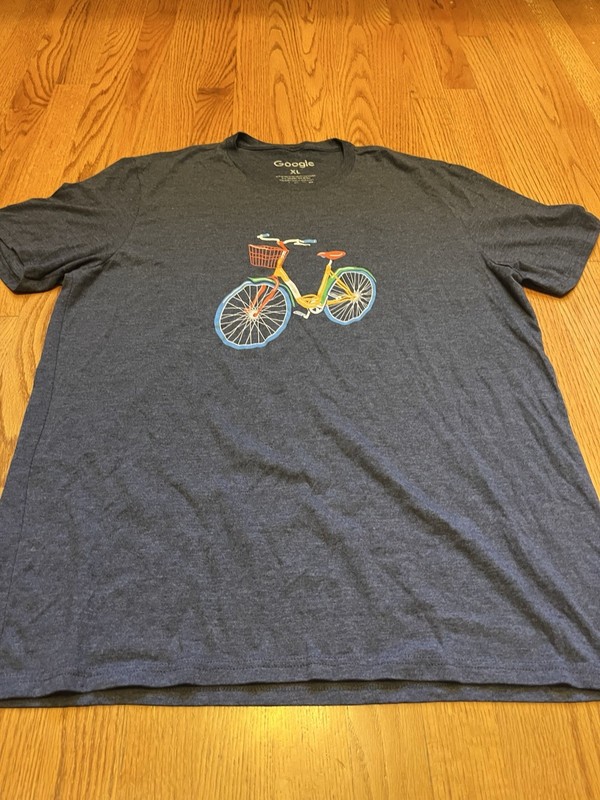 Google Bicycle Graphic T-shirt XL Heather Blue Gray Official Merch Extra Large gallery