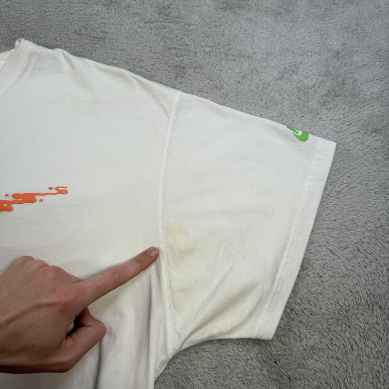 Nike T-Shirt Mens XL White Alien Puff Print Green Orange Swoosh Trippy Tee gallery