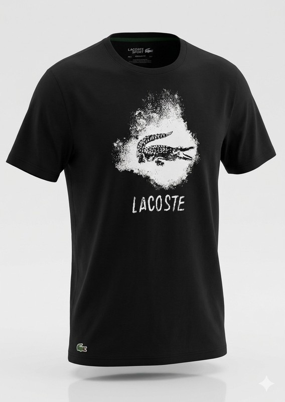 Lacoste Regular Fit Graphic Print Black Cotton Men’s Logo T-Shirt M