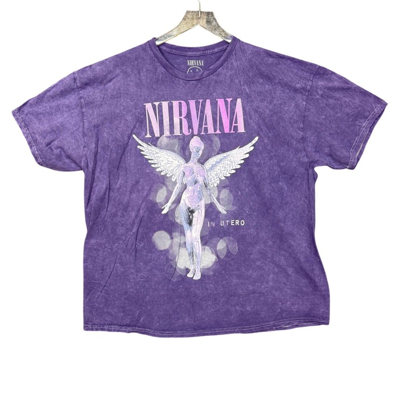 Nirvana Band Tee 2X Purple In Utero Angel Graphic T-Shirt Retro Grunge NWOT