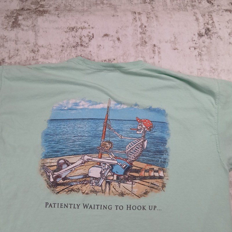 Sea Dog T Shirt Mens XL Extra Large Green Double Sided gallery