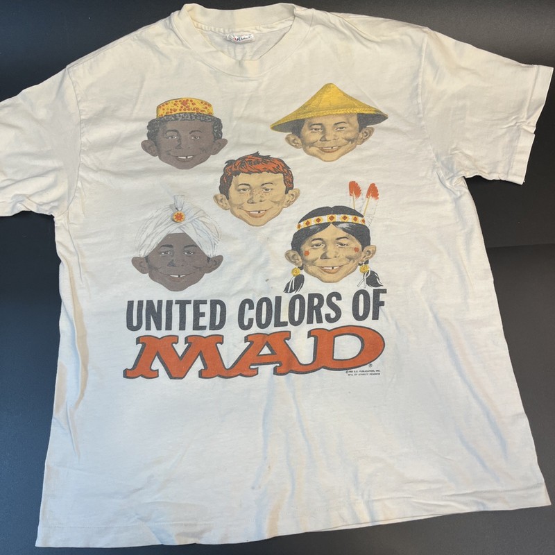 Vtg 1992 MAD Magazine United Colors Of Mad Tee By Stanley Desantis Large USA