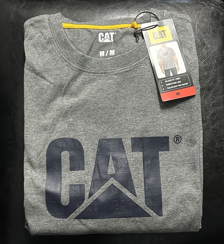 CAT Caterpillar Men’s Relaxed Fit T Shirt, Color Gray, Size Medium, Durable. ￼
