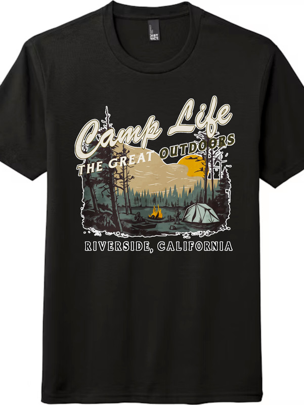Camp Life Graphic Tee – The Great Outdoors Riverside California, Unisex T-Shirt