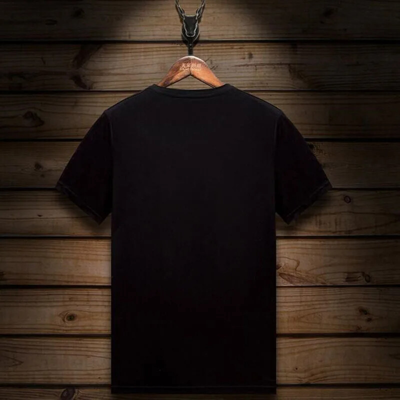 New Men Luxury Diamond Star Rhinestones Fashion Skull Black T-Shirt High Quality gallery