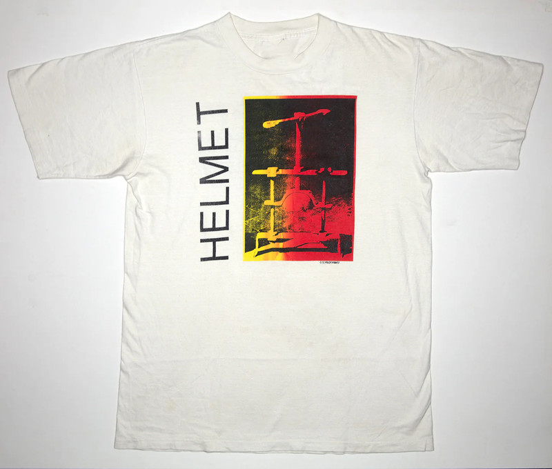 Vtg Helmet – 1990 Strap It On Tour Cotton White Full Size T Shirt For Men JU08