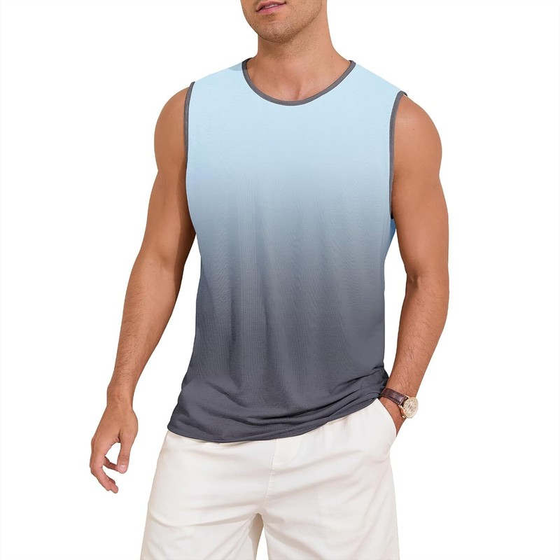 Mens Sleeveless Tank Top Summer Beach Graphic Muscle Tee Shirt Casual Hawaiian