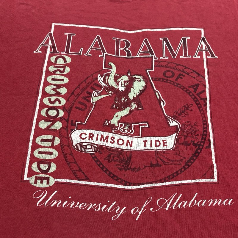 Vtg Hanes Alabama Crimson Tide Mens T-Shirt XXL Red Single Stitch