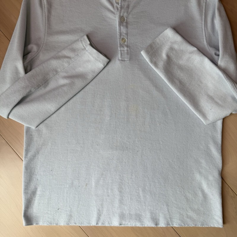 Billy Reid Henley Shirt Large Gray Blue Tint Long Sleeve Cotton Minimalist NYC gallery