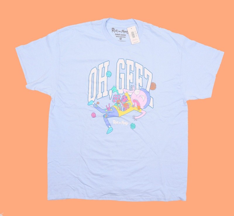 Rick & Morty Adult Swim Cartoon Network Blue Short Sleeve T-Shirt Size XL