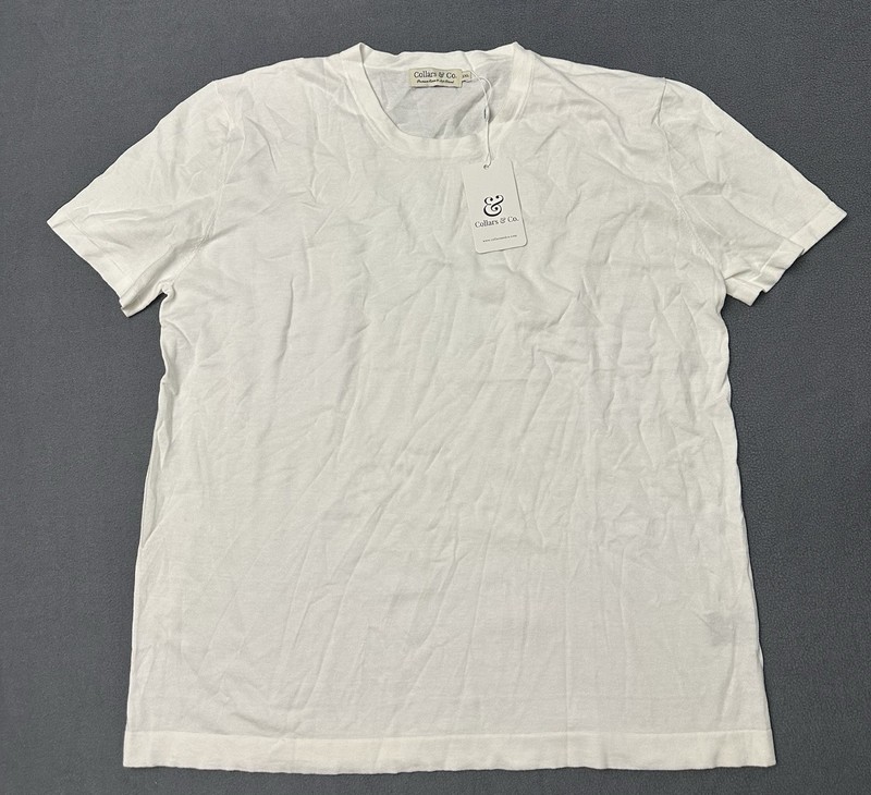 NWT Men’s Collars & Co Premium Cotton and Silk Blend T Shirt White Size 2XL