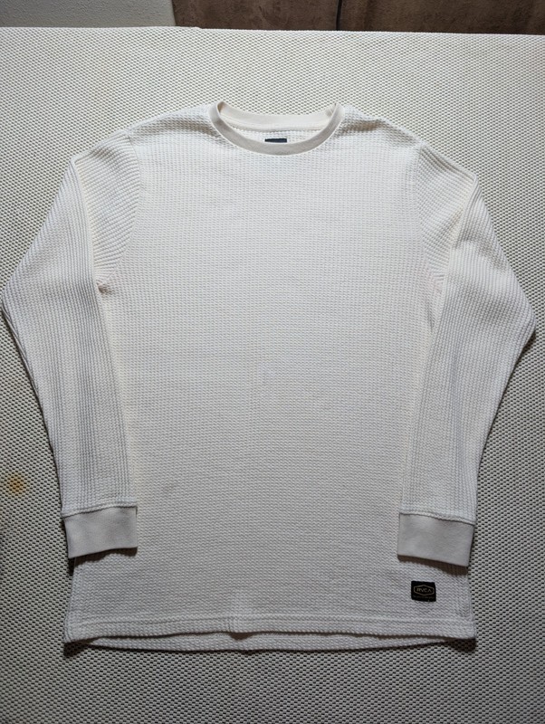 RVCA Mens Large White Thermal Waffle Knit Base Layer Heavyweight Warm Outdoor