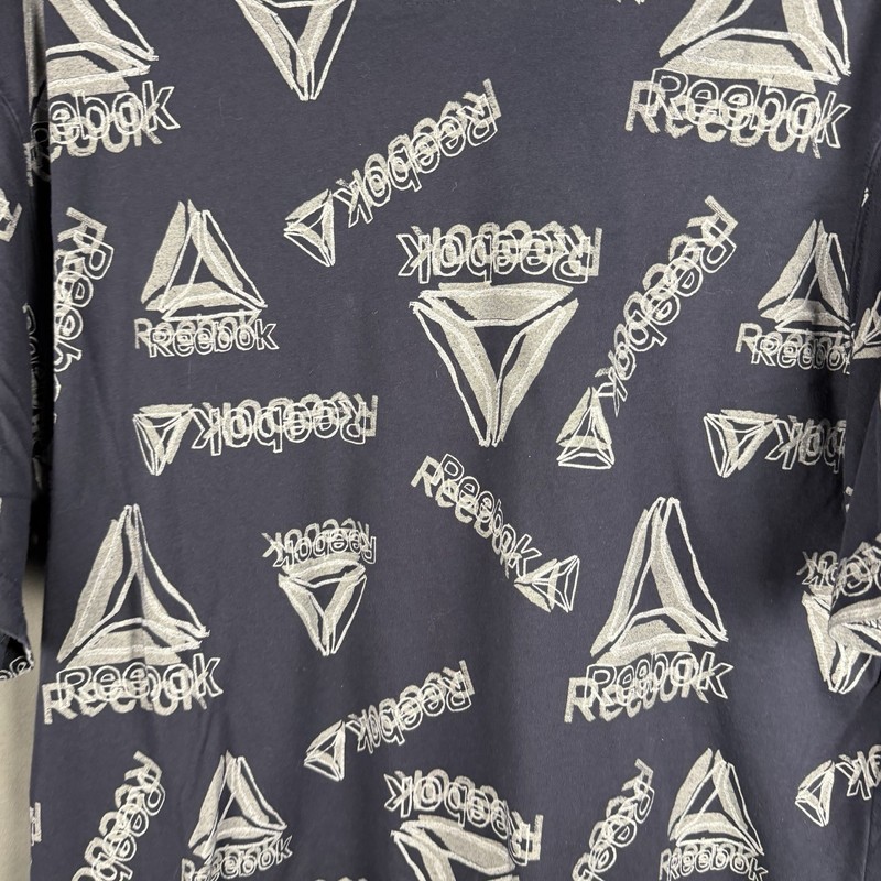 Reebok Mens T Shirt 2XL Blue AOP Graphic Tee Short Sleeve Skater Sports Classic gallery