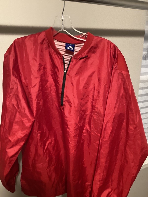 90s Med Mizuno baseball softball 1/4 zip POLY pullover BP warmup shirt jacket