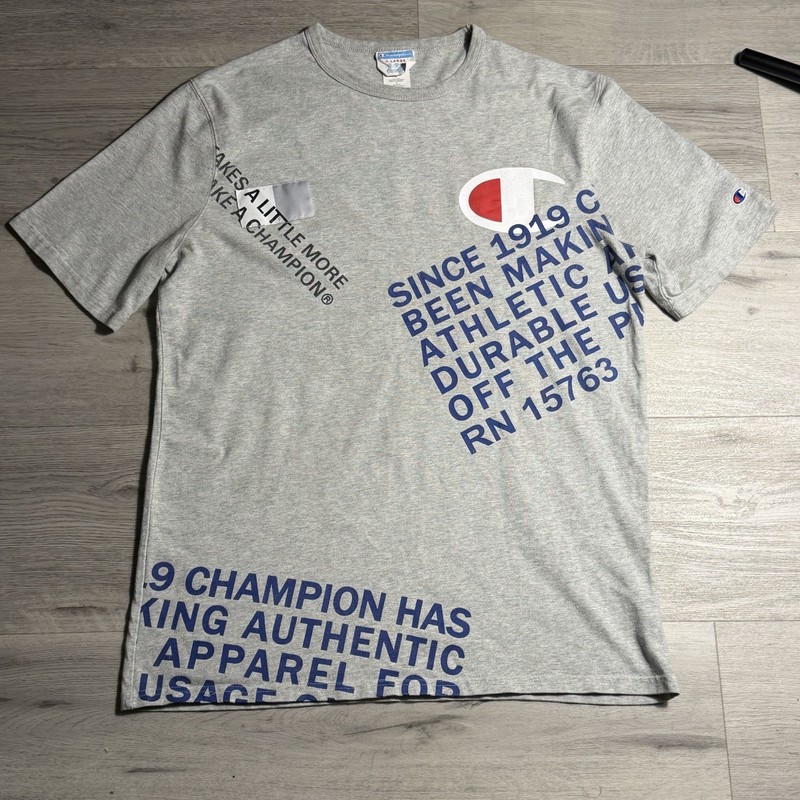 Champion T Shirt Mens XL Gray Big Logo Graphic Spell Out Streetwear RN15763