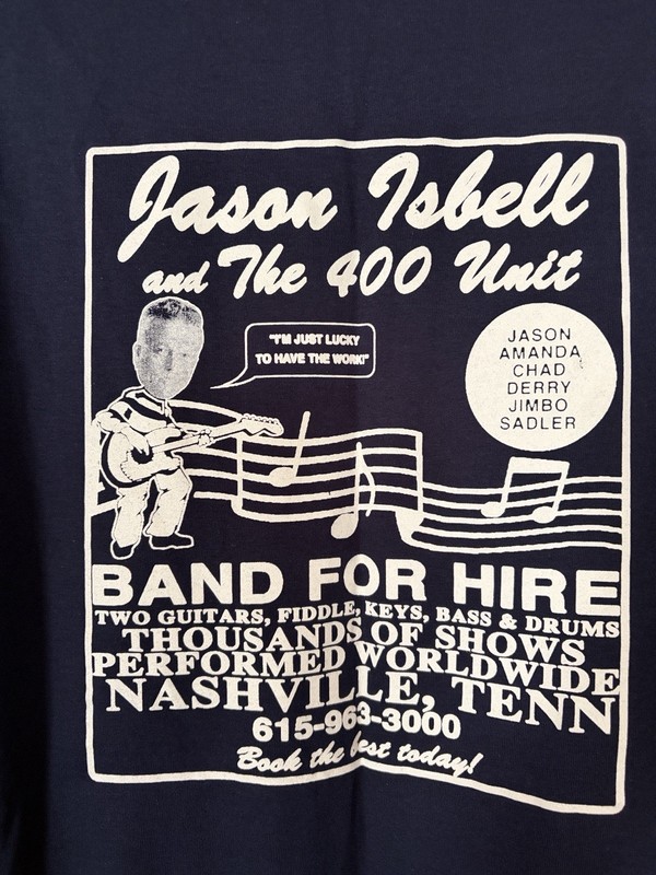 Gildan Heavy Cotton Graphic Print Pocket T-Shirt Jason Isbell Band Navy M