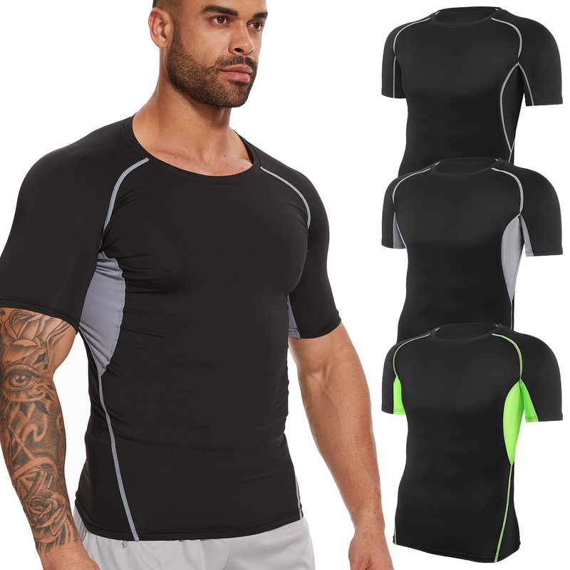 Men’s Compression Short Sleeve Sports Running Shirts Fitness Quick Dry T-shirt