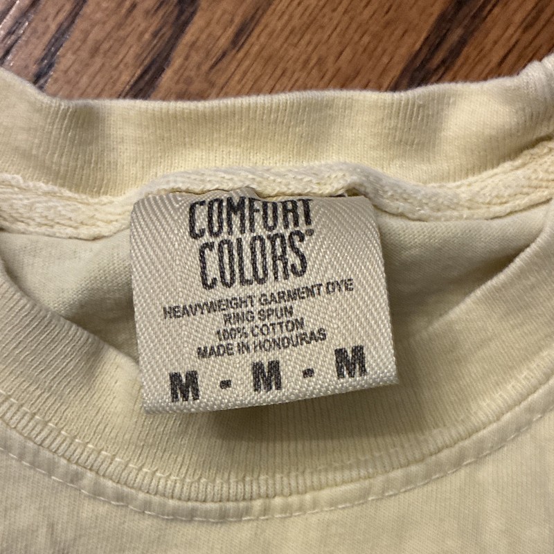 Comfort Colors Mens M Beige Pocket Graphic Bear Golf Cart T-Shirt Cotton gallery