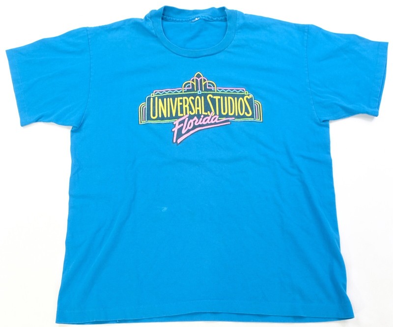 Rare Vintage Universal Studios Florida Graphic Single Stitched T Shirt 90s Blue