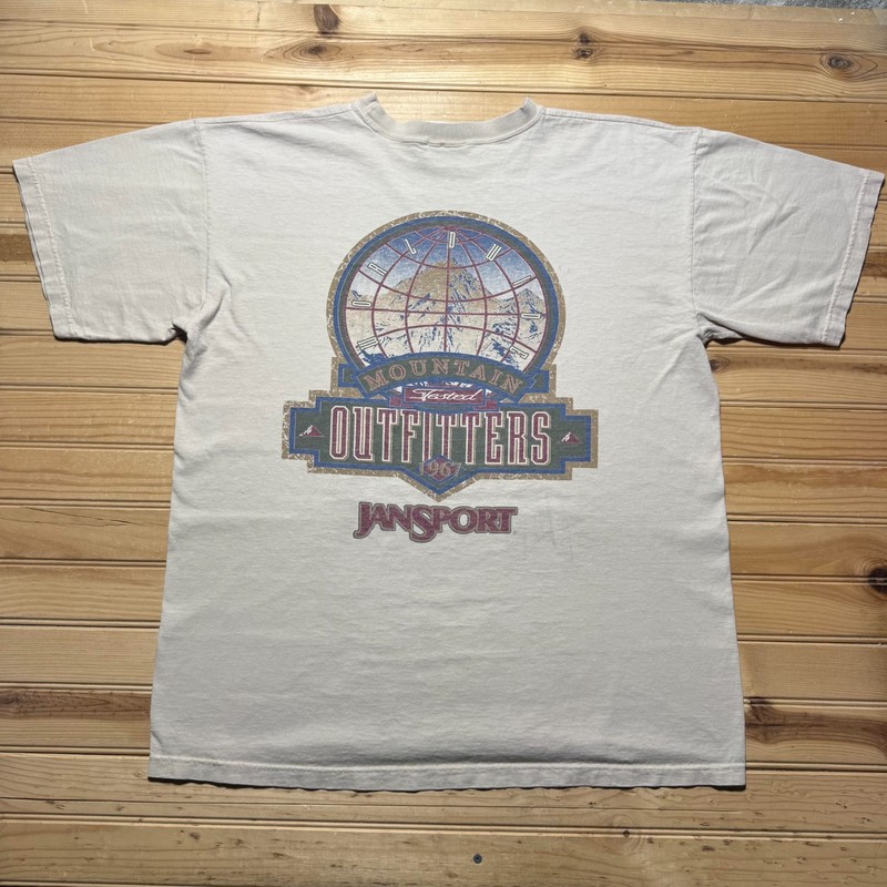Vintage 90s JanSport Worldwide Mountain Outfitters Outdoor Graphic Shirt USA XL