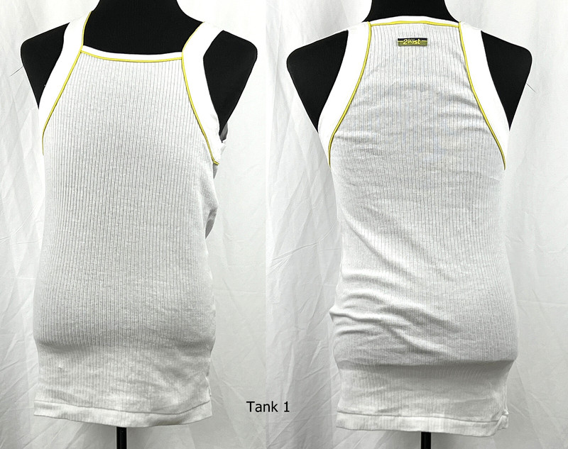 Lot of 2 2(x)ist White & Yellow Ringer Square Neck Tank Top Shirt Cotton XL gallery