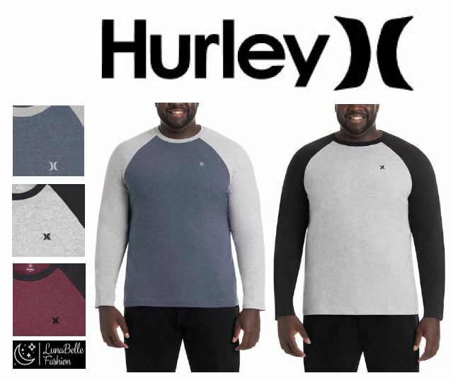 Hurley Men’s Long Sleeve Color Block Crew Neck T-Shirt | Size & Color Variety