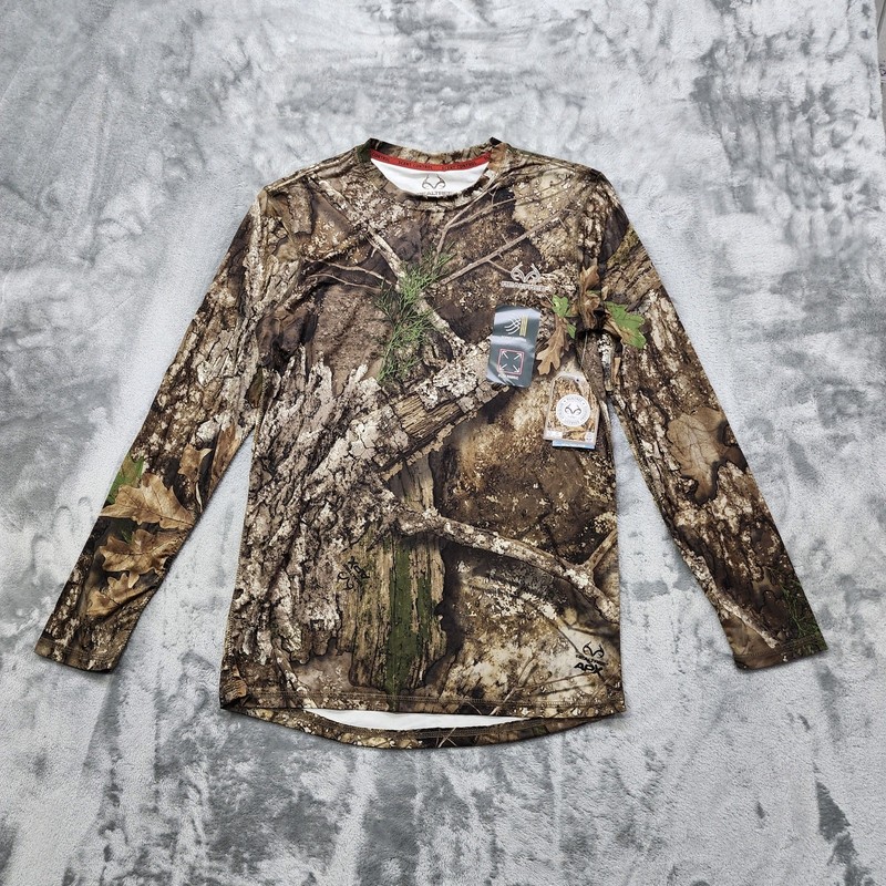 NEW Realtree Shirt Mens S Essential Camo Lightweight Performance Long Sleeve