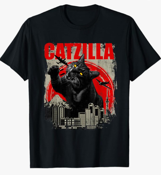 Funny Cat Lover T-Shirt | Retro Japanese Sunset Kitty Graphic Men Small Tee