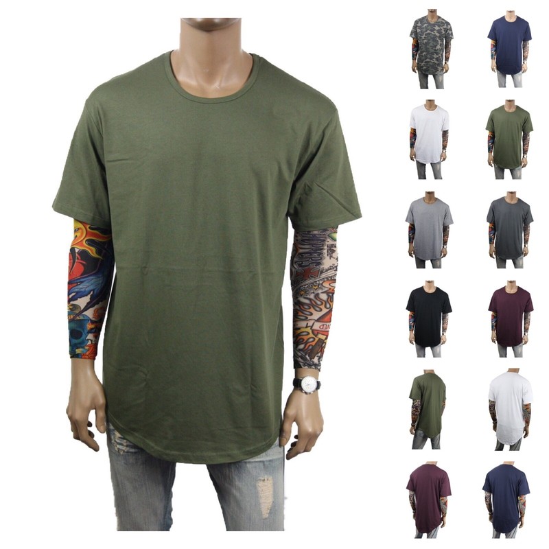 Men T-Shirt Long Extended Basic Fashion Tee Lot Casual Tee Crew Neck Hipster Tee gallery