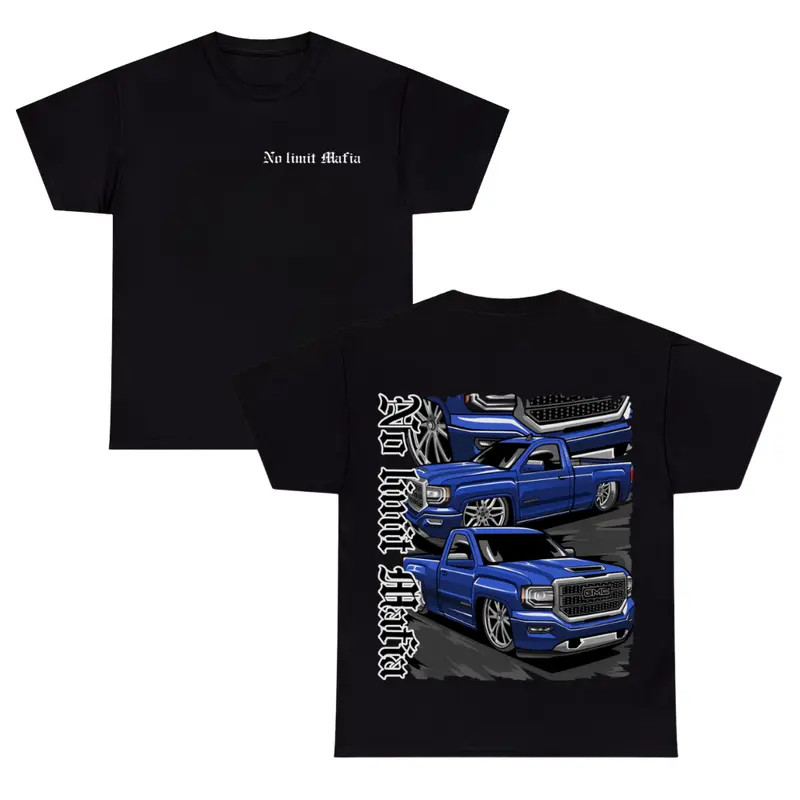 No Limit Mafia Blue GMC Sierra T-Shirt ? Lowered Street Truck Graphic Tee