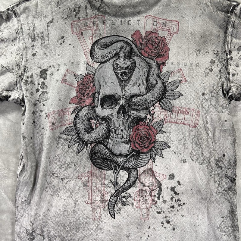 Affliction T-Shirt men's Large Graphic Tee Skull Roses Y2K Crew Neck Tattoo Art gallery