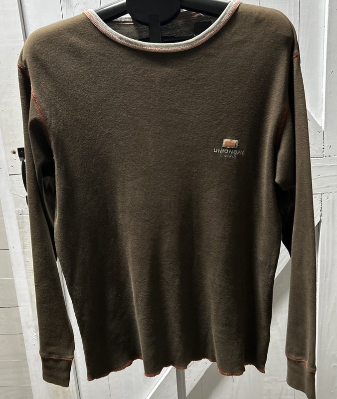 Vintage Unionbay Long Sleeve Brown T-shirt Embroidered Logo Skater