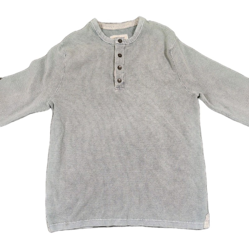 Carbon 2 Cobalt Henley Shirt Men's MBlue Long Sleeve Raw Edge Contrast Trim gallery