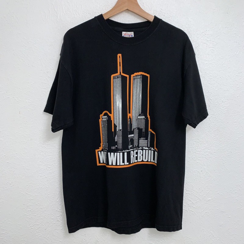 Vintage 9-11 We Will Rebuild Colorado Freedom Ride 2001 Tee Black T-Shirt Large