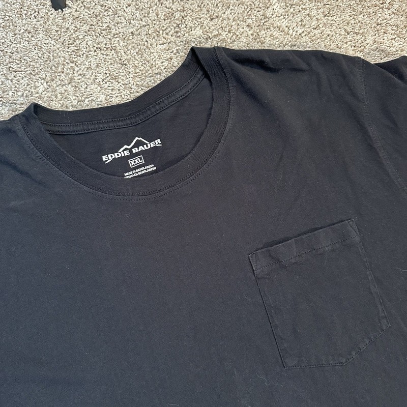 Eddie Bauer Pocket T Shirt Mens XXL Black Cotton Crewneck Casual Basic Tee gallery