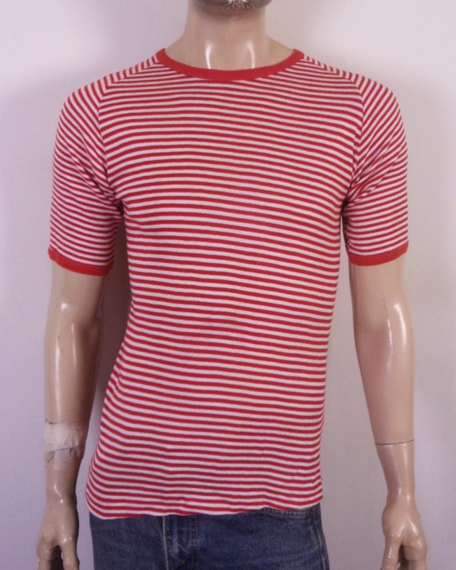 vintage 60s Sears Kings Road Striped Ringer T-Shirt single stitch Surf Skate L