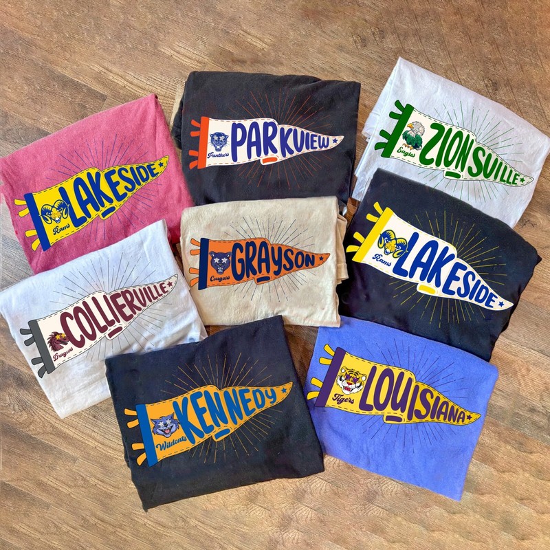 Custom Mascot Pennants Flag, School Spirit Mascot, School Team Name T-Shirt